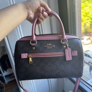COACH pink & brown Rowan Satchel Bag - Like New, lightly used 🩷